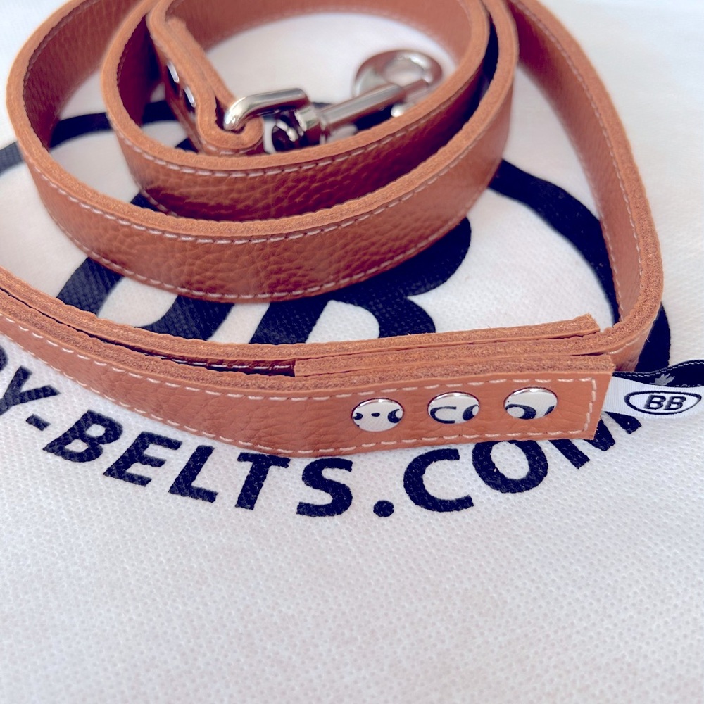 All genuine leather Buddy Belt Leash Carmel 3/4" x 4' Never used.
